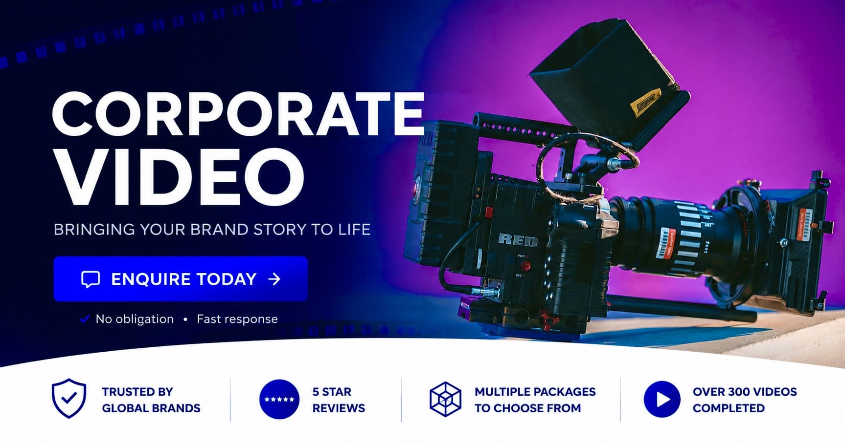 corporate video banner showing camera